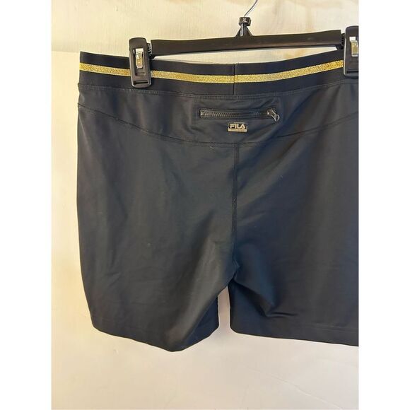 Fila 100 Sport workout shorts women’s large black gold trim - Picture 3 of 6